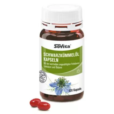 Cápsulas de óleo de cominho preto Sovita (120 peças) Cápsulas de óleo de cominho preto Sovita (120 peças)