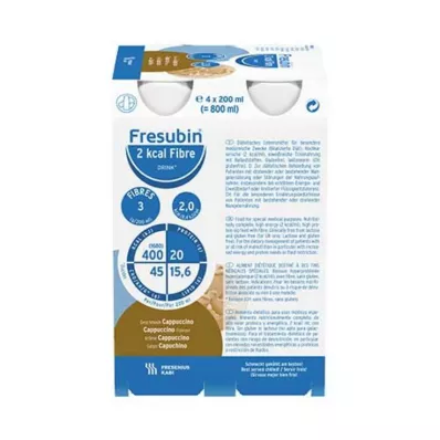 FRESUBIN 2 kcal Fibra DRINK Garrafa de bebida Cappuccino, 4X200 ml