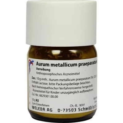 AURUM METALLICUM PRAEPARATUM D 20 Trituração, 50 g