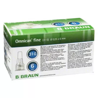 OMNICAN Cânula fina para caneta 31 G 0,25x6 mm, 100 unidades