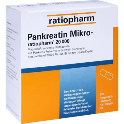 PANKREATIN Cápsulas duras de sumo gástrico Micro-ratio.20.000, 200 unid