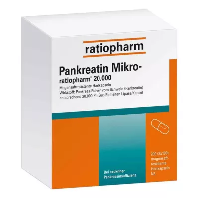 Pancreatina micro ratio.20000 cápsulas gástricas, 200 unidades Pancreatina micro ratio.20000 cápsulas gástricas, 200 unidades