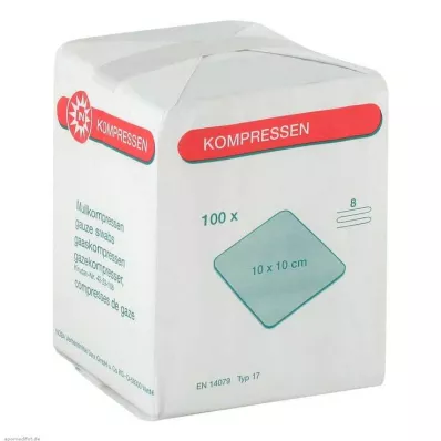 MULLKOMPRESSEN 10x10 cm não estéril 8x, 100 unidades