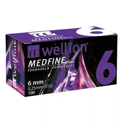 Wellion Medfine mais agulhas de caneta 6 mm, 100 peças Wellion Medfine mais agulhas de caneta 6 mm, 100 peças
