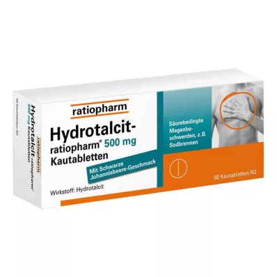 HYDROTALCIT-ratiopharm 500 mg comprimidos mastigáveis, 50 unid