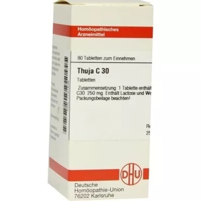 THUJA C 30 Comprimidos, 80 Cápsulas