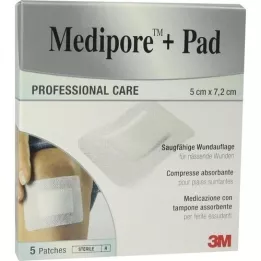 MEDIPORE+Pad 3M 5x7,2cm 3562NP Gesso, 5 unid