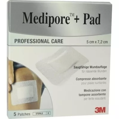 MEDIPORE+Pad 3M 5x7,2cm 3562NP Gesso, 5 unid