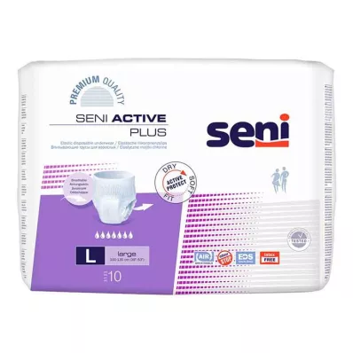 SENI Cuecas para incontinência Active Plus descartáveis L, 10 unidades