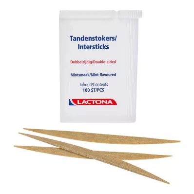 ZAHNHÖLZER Lactona Intersticks de menta com duas pontas, 100 unidades ZAHNHÖLZER Lactona Intersticks de menta com duas pontas, 100 unidades
