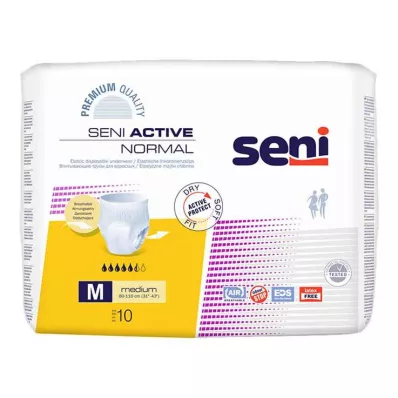 SENI Cuecas para incontinência Active Normal descartáveis M, 10 unidades