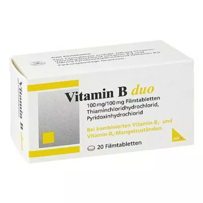 Comprimidos revestidos por película de vitamina B Duo, 20 unidades Comprimidos revestidos por película de vitamina B Duo, 20 unidades