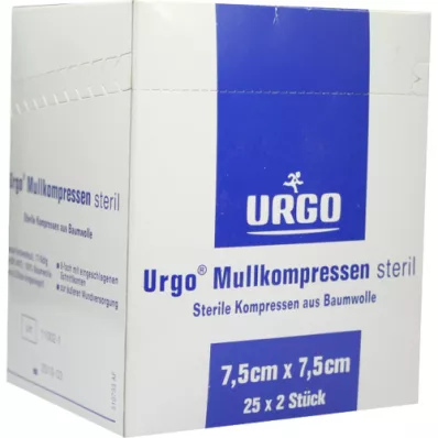 URGO MULLKOMPRESSEN 7,5x7,5 cm estéril, 25X2 pcs