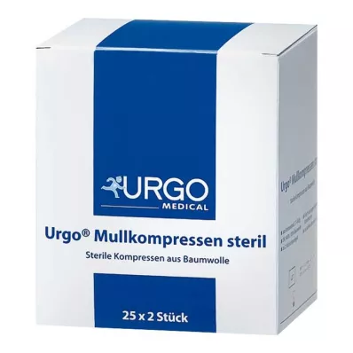 Compressas de gaze Urgo 10x10 cm estéreis, 25x2 peças Compressas de gaze Urgo 10x10 cm estéreis, 25x2 peças