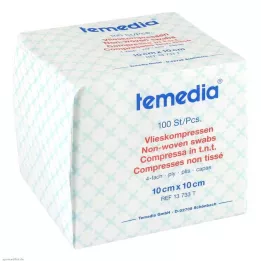 VLIESKOMPRESSEN 10x10 cm não estéril quádruplo, 100 pcs