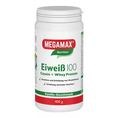 Clara de ovo 100 baunilha Megamax, 400 g