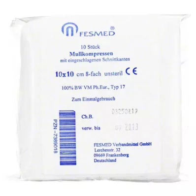 MULLKOMPRESSEN ES 10x10 cm não estéril 8x, 10 unidades MULLKOMPRESSEN ES 10x10 cm não estéril 8x, 10 unidades