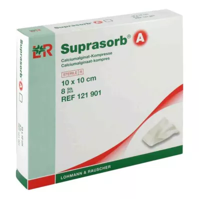 SUPRASORB Uma compressa de alginato de cálcio 10x10 cm, 8 unidades SUPRASORB Uma compressa de alginato de cálcio 10x10 cm, 8 unidades