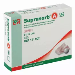 SUPRASORB A+Ag Antimic.Cal.Alginato Compr.5x5 cm, 8 unid