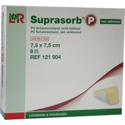 SUPRASORB P PU-Espuma não adesiva 7,5x7,5 cm, 8 unid