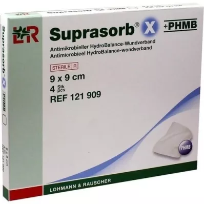 SUPRASORB X+PHMB Penso HydroBalance para feridas 9x9 cm, 4 unid