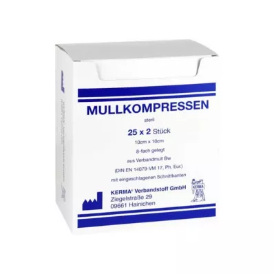 MULLKOMPRESSEN 10x10 cm estéril 8x BW, 25X2 pcs