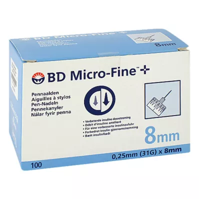 BD Agulhas microfinas + 8 mm 0,25x8mm, 100 unid