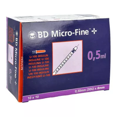 BD MICRO-FINE+ Insulinspr.0,5 ml U100 8 mm, 100X0,5 ml
