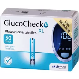 GLUCOCHECK XL Tiras de teste de glucose no sangue, 50 unidades