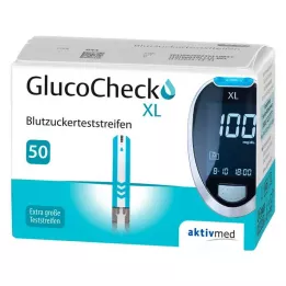 GLUCOCHECK XL Tiras de teste de glucose no sangue, 50 unidades