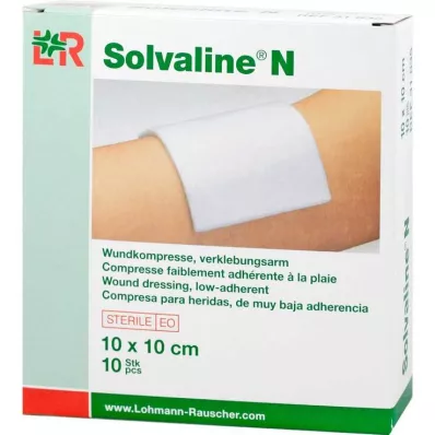 SOLVALINE N Compressas 10x10 cm estéreis, 10 unidades SOLVALINE N Compressas 10x10 cm estéreis, 10 unidades