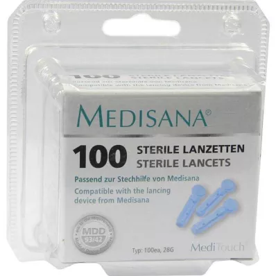 Lancetas Meditouch Internacional, 100 peças Lancetas Meditouch Internacional, 100 peças