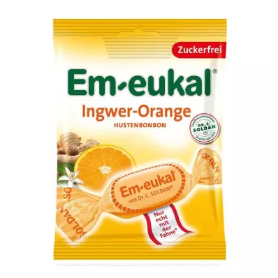 EM-EUKAL Rebuçados sem açúcar de laranja gengibre, 75 g