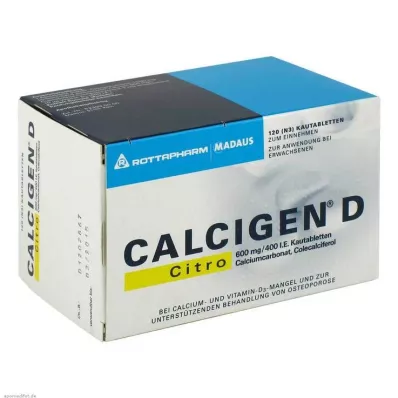 CALCIGEN D Citro 600 mg/400 U.I. Comprimidos mastigáveis, 120 Cápsulas CALCIGEN D Citro 600 mg/400 U.I. Comprimidos mastigáveis, 120 Cápsulas