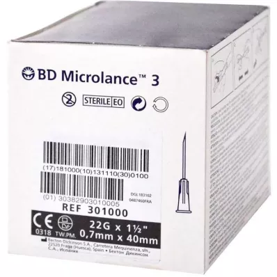 BD MICROLANCE Cânula especial 22 G 1 1/2, 100 unidades BD MICROLANCE Cânula especial 22 G 1 1/2, 100 unidades