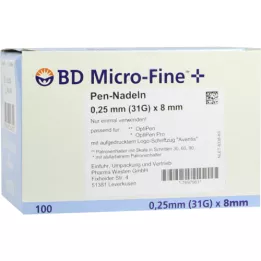 BD MICRO-FINE+ 8 agulhas para canetas 0,25x8 mm, 100 unid