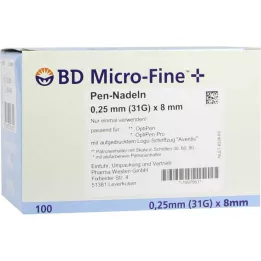 BD MICRO-FINE+ 8 agulhas para canetas 0,25x8 mm, 100 unid