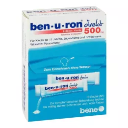 Ben-U-Ron direto 500 mg grânulos morango/baunilha, 10 unidades