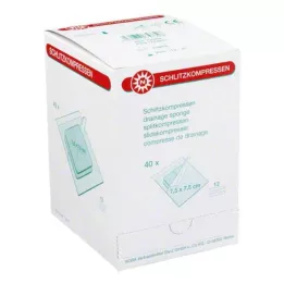 SCHLITZKOMPRESSEN 7,5x7,5 cm estéril 12x, 40X2 pcs