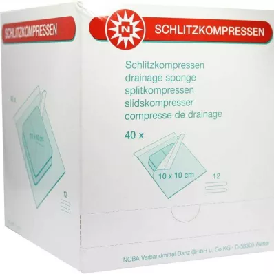 SCHLITZKOMPRESSEN 10x10 cm estéril, 12 dobras, 40X2 pcs