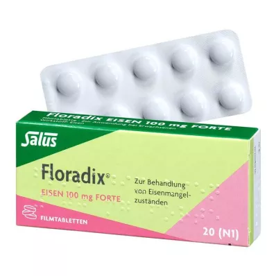 Floradix ferro 100 mg comprimidos revestidos por película forte, 20 unidades