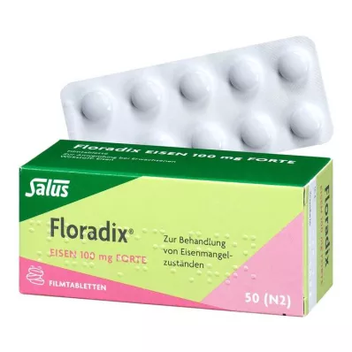 FLORADIX Comprimidos revestidos por película de ferro 100 mg forte, 50 unidades