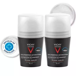 VICHY HOMME Desodorizante roll-on para peles sensíveis 48h DP, 2X50 ml