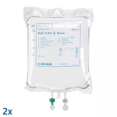 Solução salina 0,9% solução de enxágue B.Braun Ecob.Click, 2X5000 ml