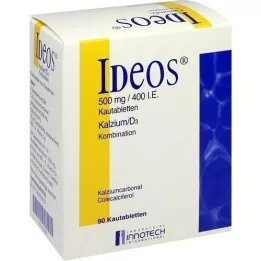 IDEOS 500 mg/400 U.I. Comprimidos mastigáveis, 90 Cápsulas