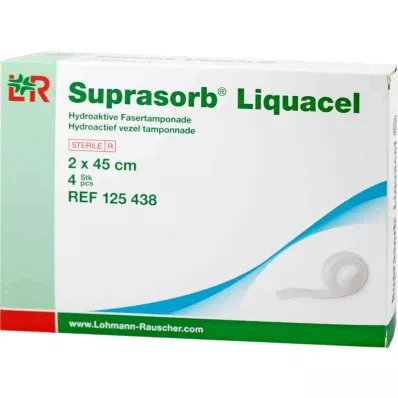 SUPRASORB Compósito de fibras hidroactivas Liquacel 2x45 cm, 4 unidades