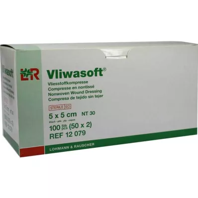 Compressas de lã Vliwasoft 5x5cm 6 camadas estéreis, 50x2 peças