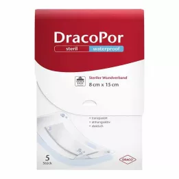 DRACOPOR penso impermeável para feridas 8x15 cm estéril, 5 unid