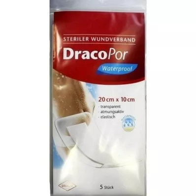 DRACOPOR penso impermeável para feridas 10x20 cm estéril, 5 unidades