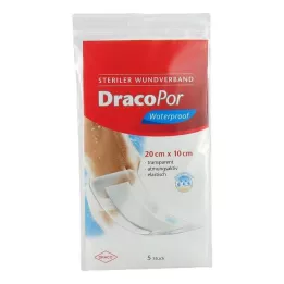 DRACOPOR penso impermeável para feridas 10x20 cm estéril, 5 unidades
